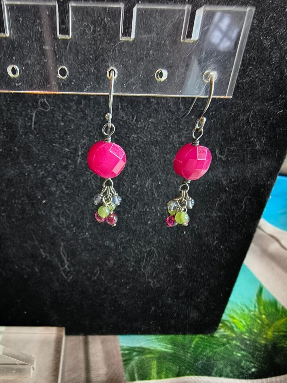 Sterling Silver and Garnet Dangle Earrings